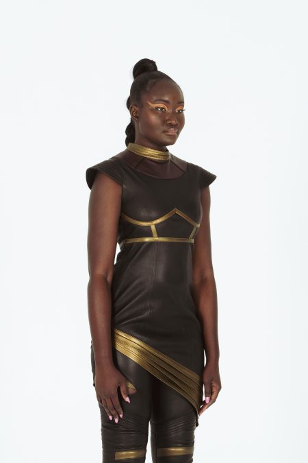 long top asymetric black panther "queen of wakanda"
